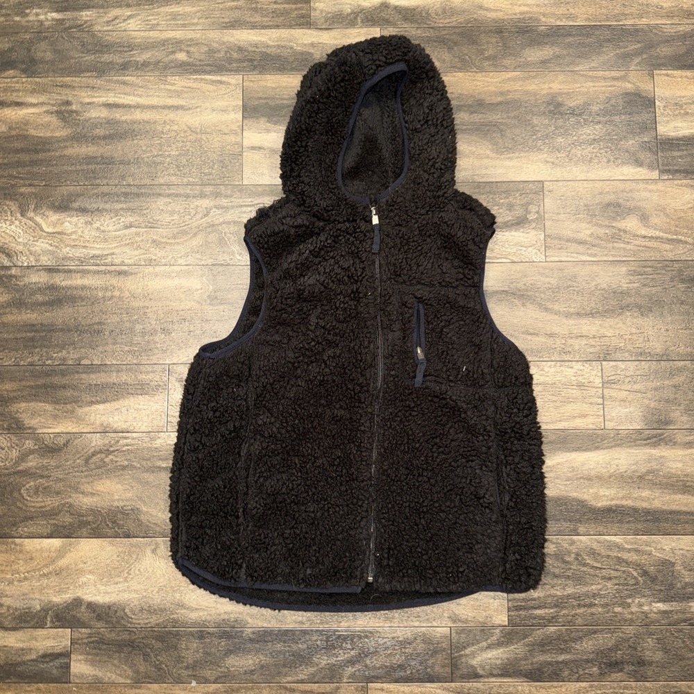 Weatherproof Vintage Cozy Sherpa Fleece Hooded Vest Full-Zip Womens Medium Black